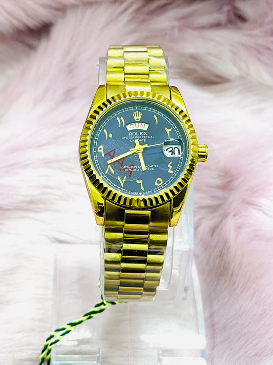 ✨Premium Perpetual Day Date Gold Braided Blue Dial Watch ✨