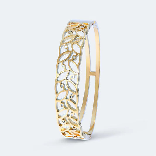 ✨Stainless Steel Gold Leaf Crystal Cuff Bracelet ✨