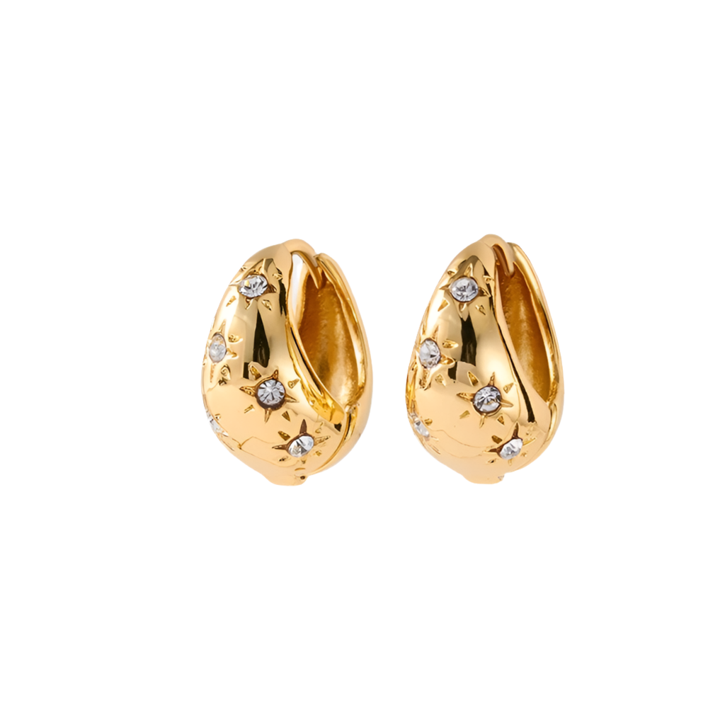 18k Gold Zircon Tube Hoops Earrings