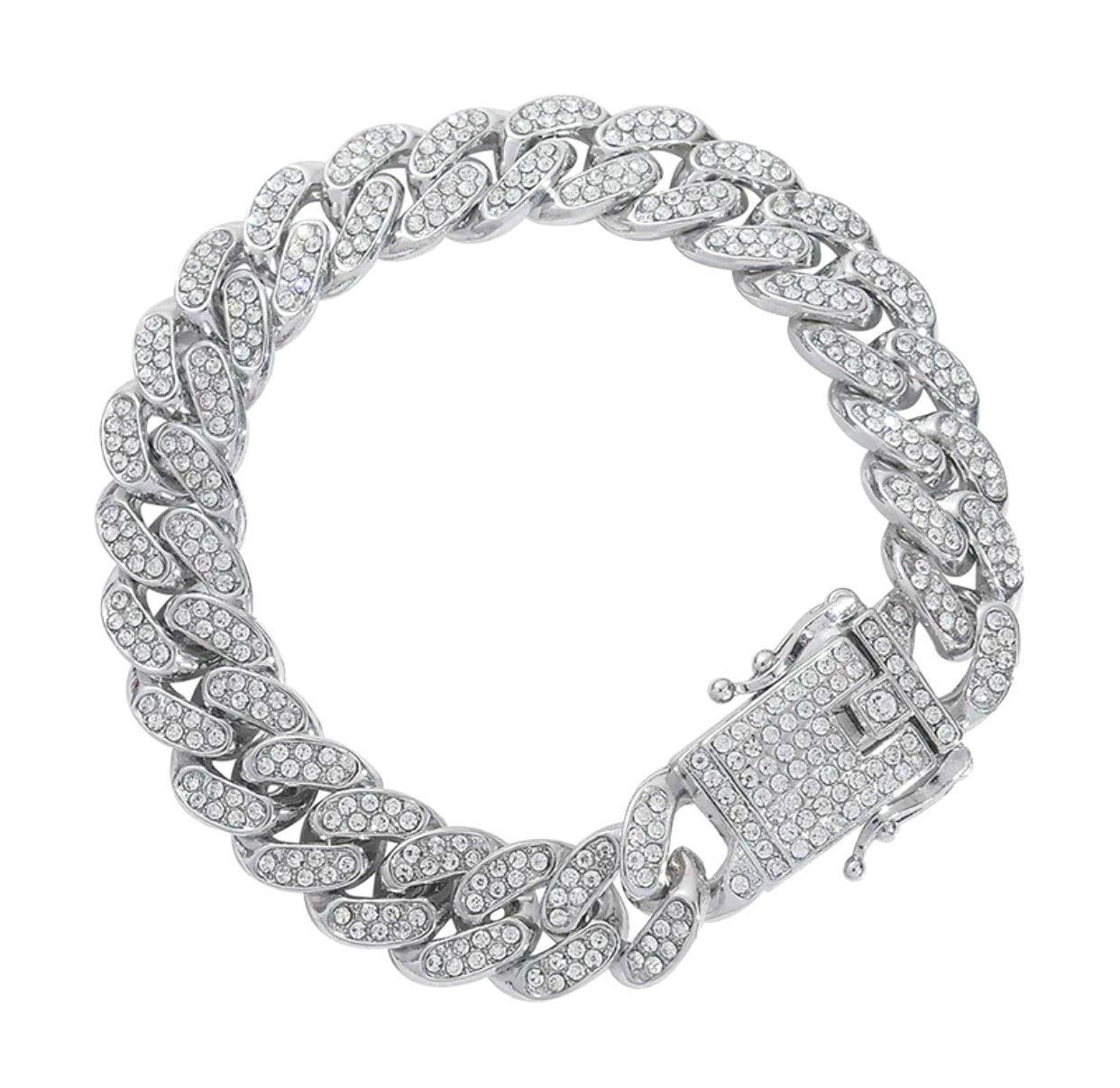 Iced out silver crystal bracelet