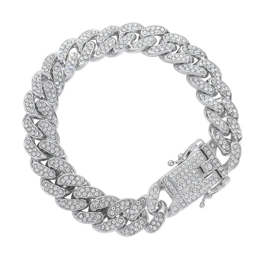 Iced out silver crystal bracelet