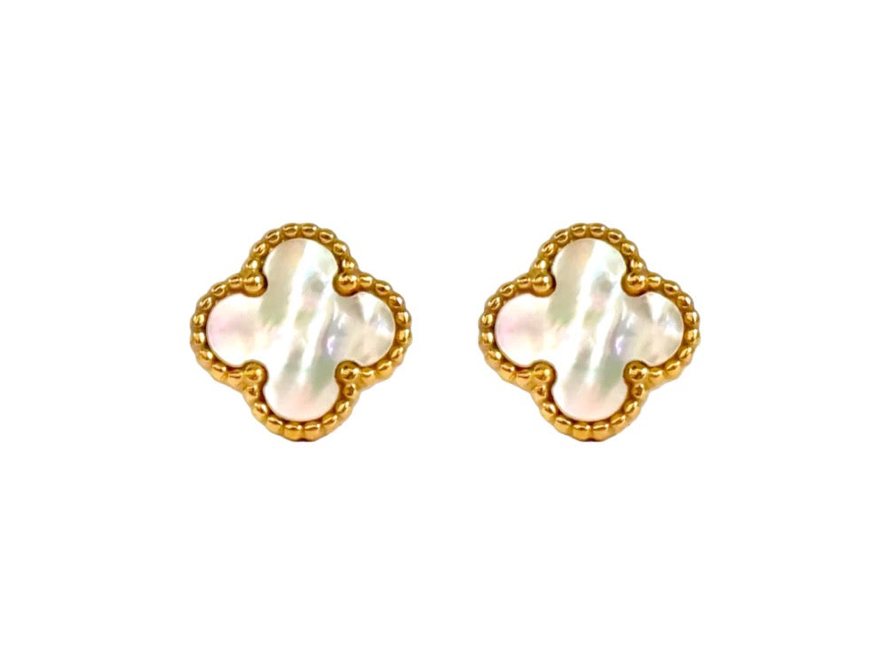 SS White stainless steel clovie earrings