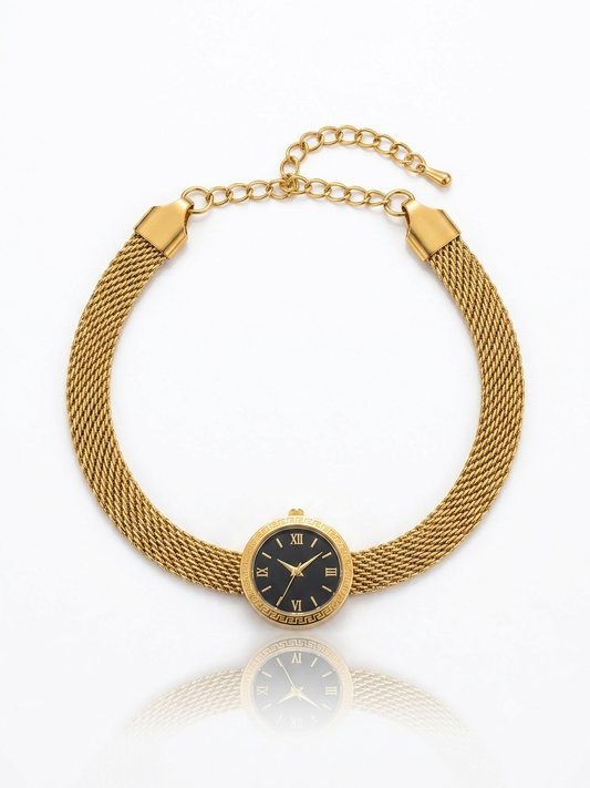 ✨Stainless steel Gold Link Black dial chain Bracelet✨