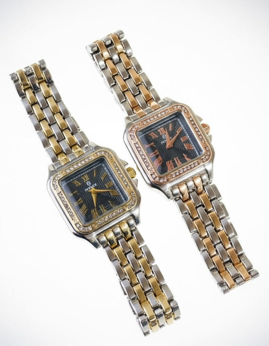 ✨ Exclusive Premier Crystal Studded Black Dial Watch ✨