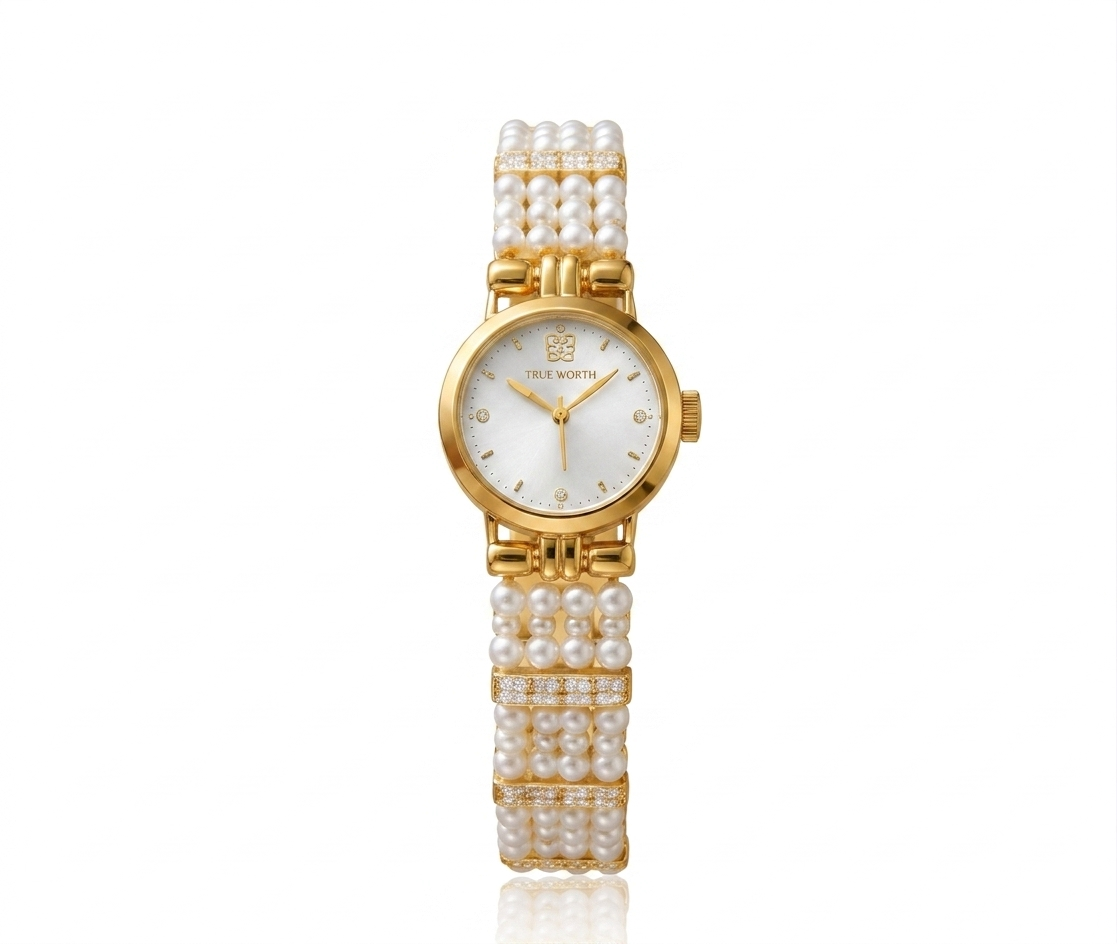 ✨Exquisite Gold Pearl White Dial True Worth Chain Watch ✨