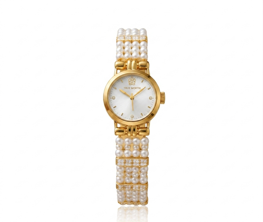 ✨Exquisite Gold Pearl White Dial True Worth Chain Watch ✨