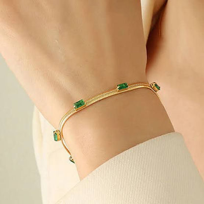 ✨Stainless steel Gold Emerald Bar Snake chain Bracelet ✨