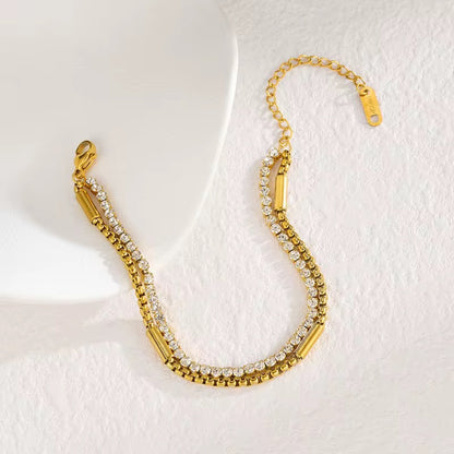 ✨Stainless steel Layered Crystal Link Chain Bracelet ✨