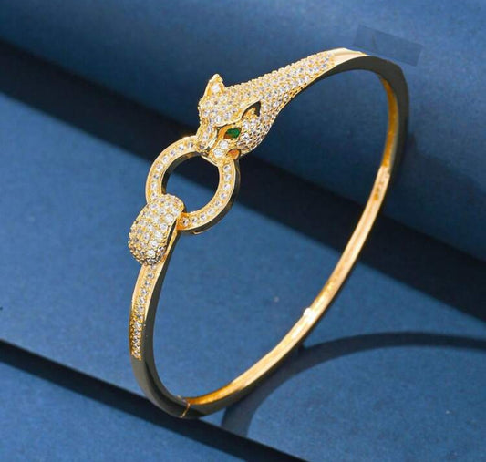 ✨24k Exquisite Zircon Gold Studded Leopard Gold Cuff Bracelet ✨