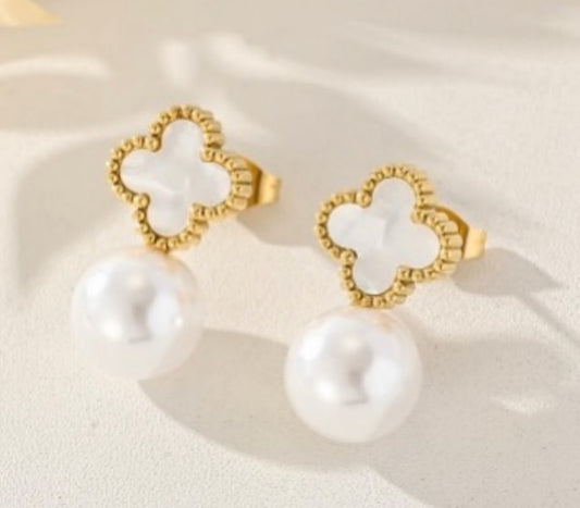 ✨Stainless steel Pearl white Drop Earrings ✨