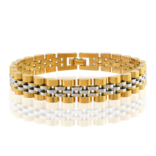 ✨ Stainless Steel SilverXGold Jubilee Pvd Band Chain Bracelet ✨