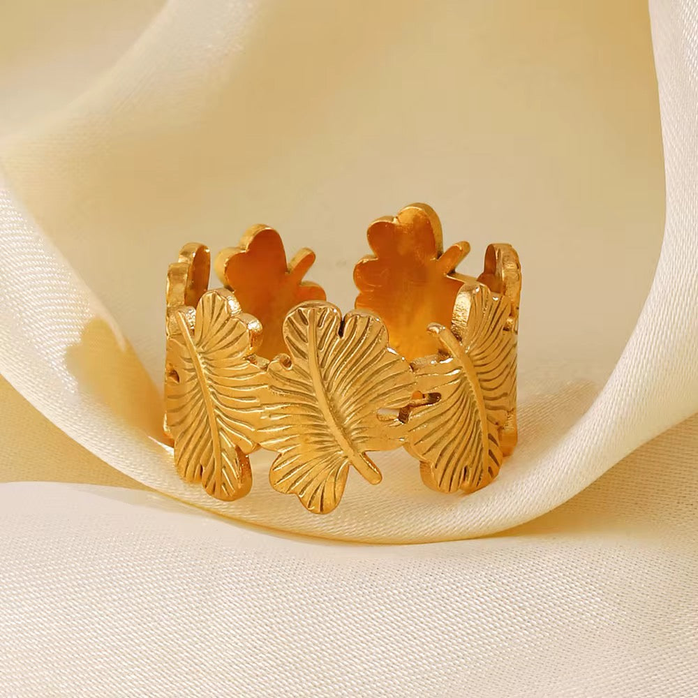 ✨Stainless steel Gold Chunky Leaf Adjustable Cuff Bracelet ✨