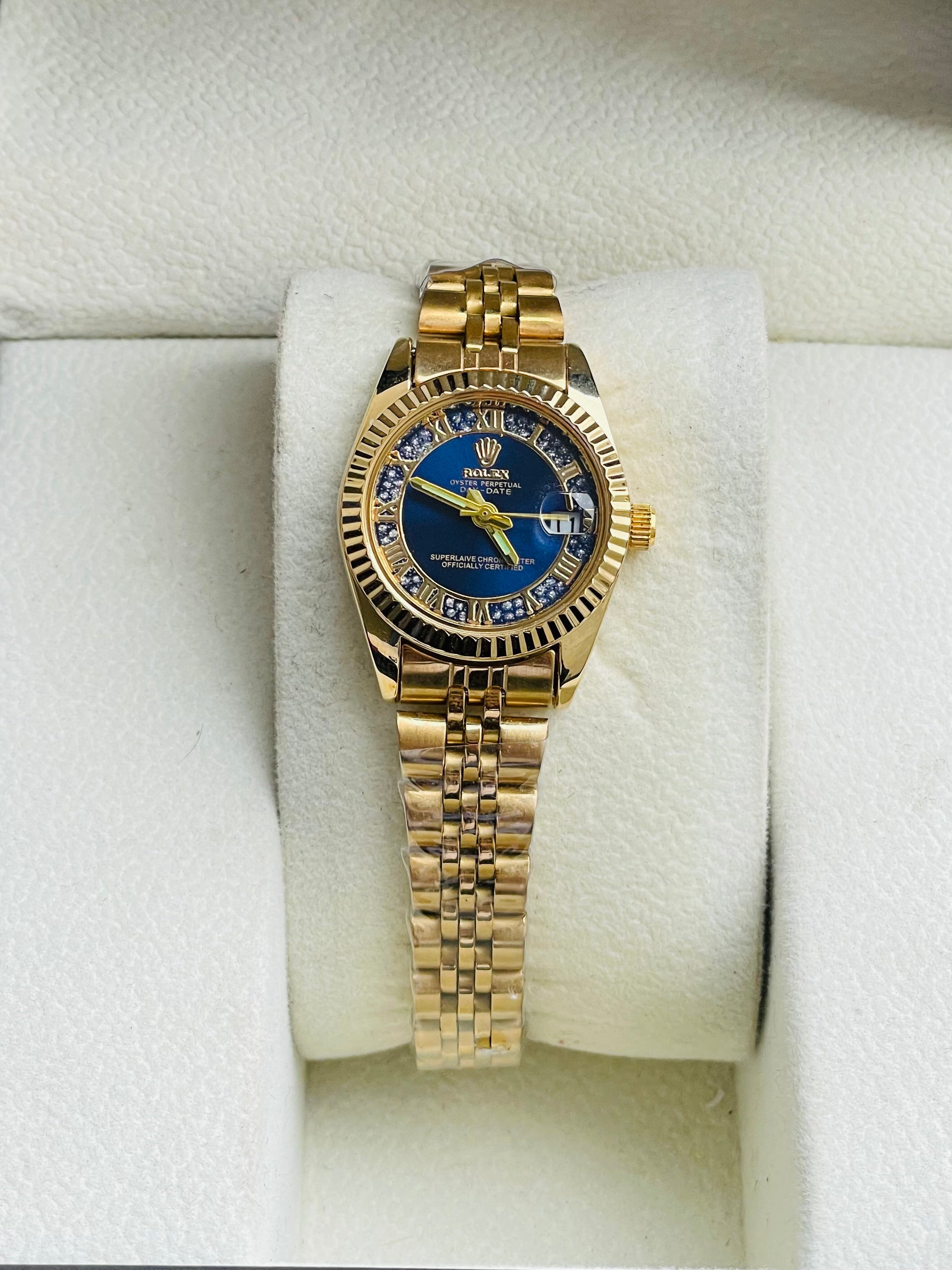 Royale Blue Dial Stellar Gold Strap Watch ✨