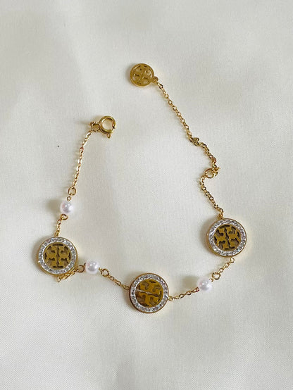 ✨Stainless steel Gold ToryB Diamantés Chain Bracelet ✨