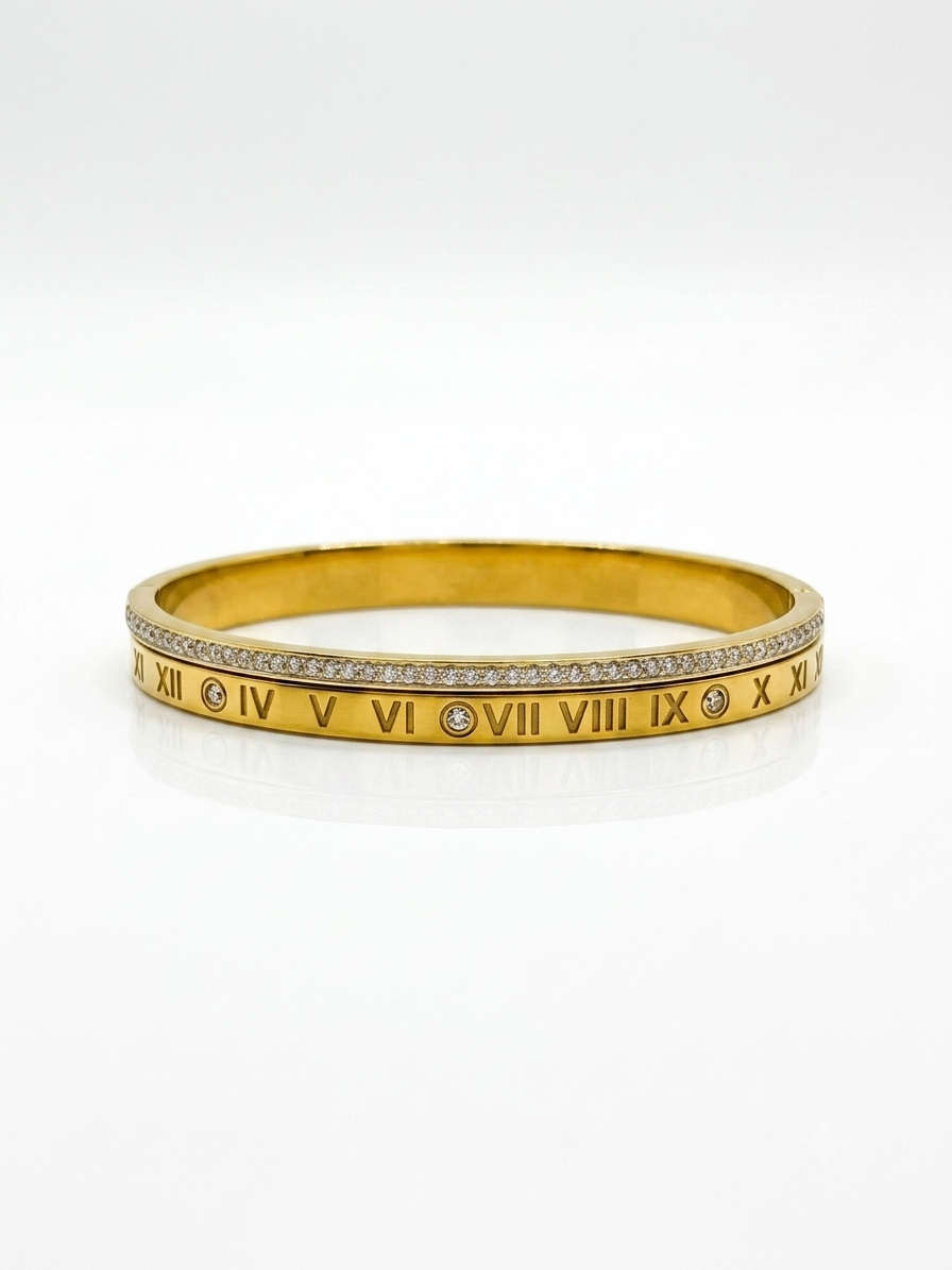 ✨Stainless steel Exquisite Gold Roman Diamanté cuff Bracelet ✨