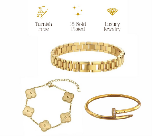 ✨Serenity 18k Gold Stack Trio Bracelets stack✨