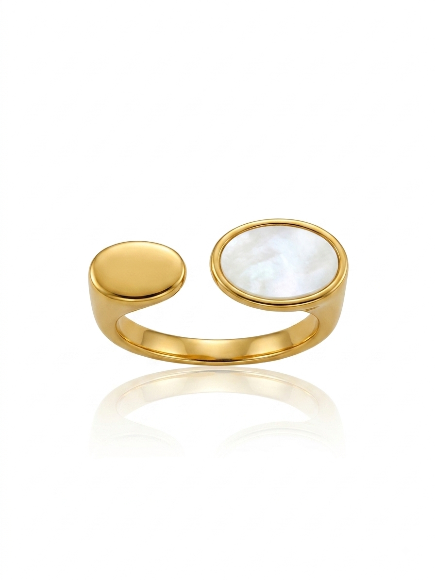 ✨Stainless steel Gold White Enamel Ring✨