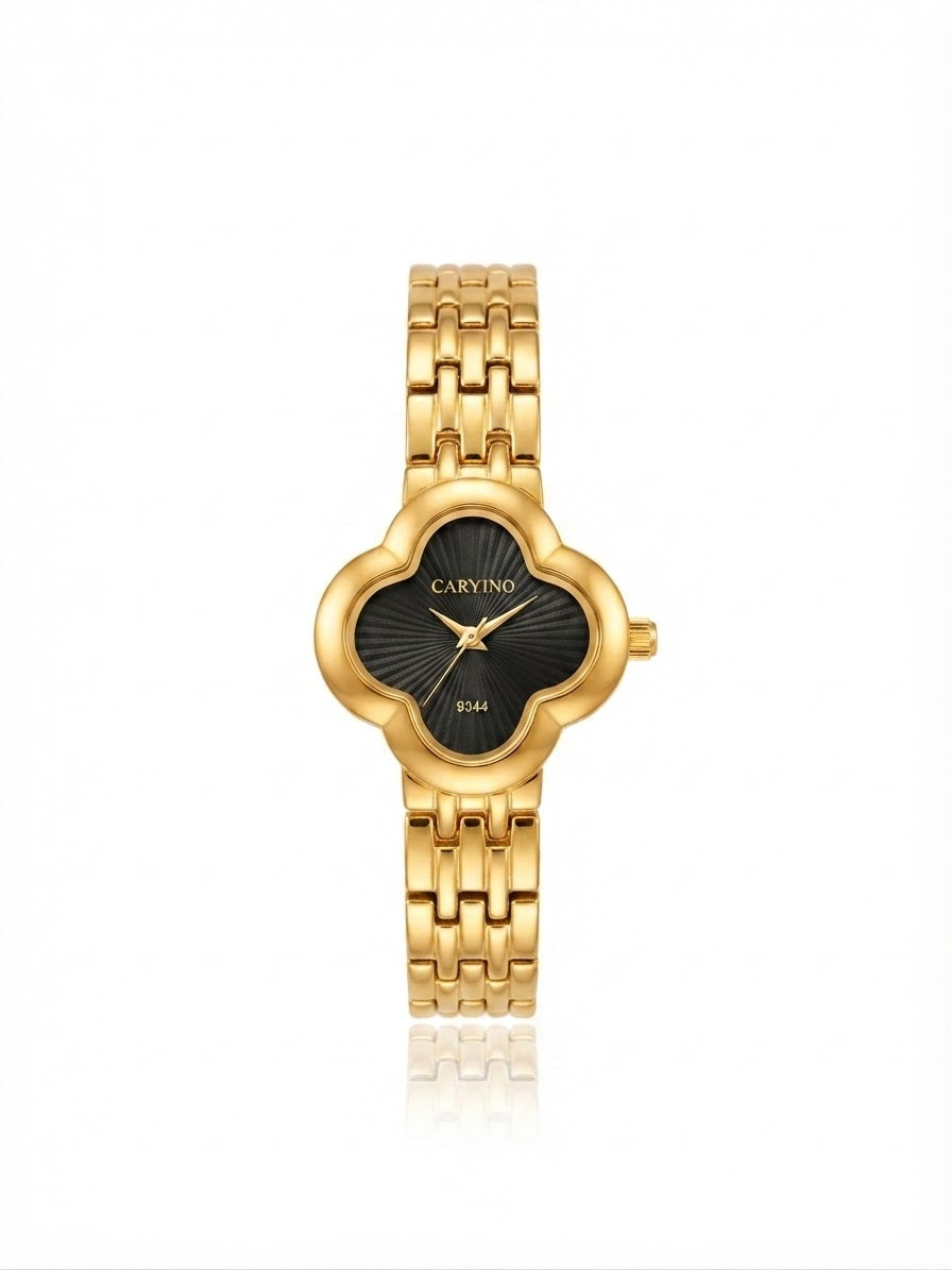 ✨Clovie Watch Black dial Gold metallic Strap Watch✨