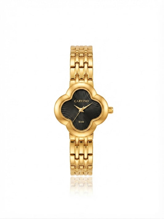 ✨Clovie Watch Black dial Gold metallic Strap Watch✨