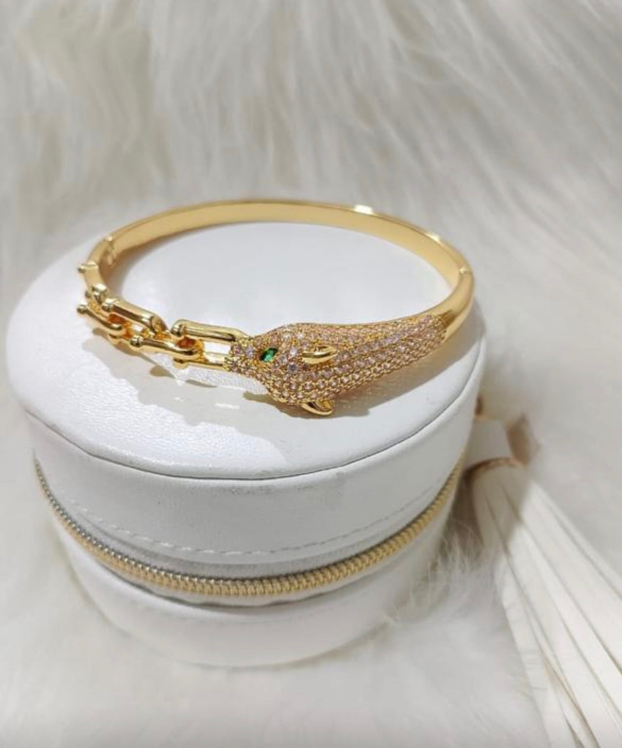 ✨Zirconium Gold Emerald Eye leopard Cuff Bracelet ✨