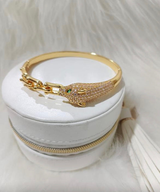 ✨Zirconium Gold Emerald Eye leopard Cuff Bracelet ✨