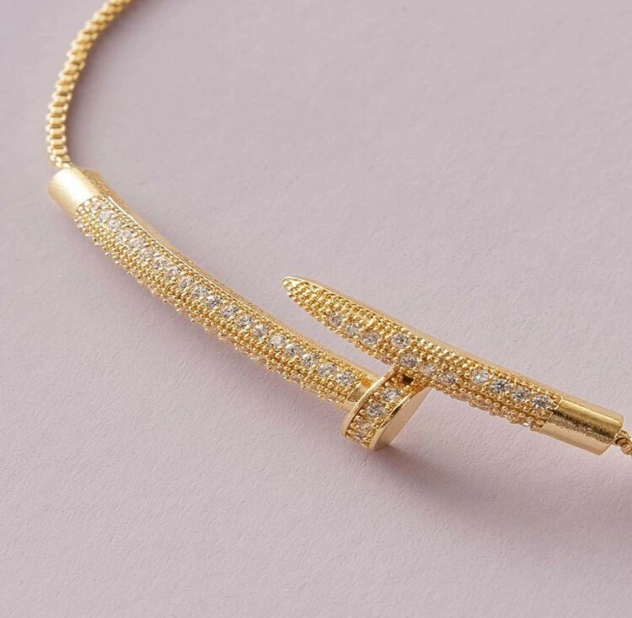 Adjustable crystal nail bracelet