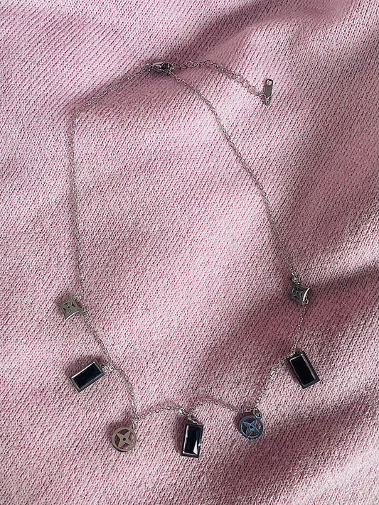 ✨Stainless steel Silver Black Bar Charm Pendant ✨