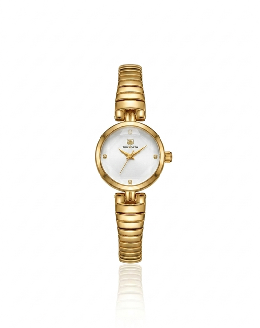 ✨Stainless Steel White Dial Gold serpentine Chain True Worth Watch ✨