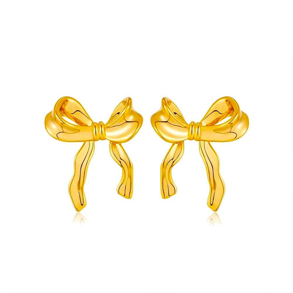 18k Stainless steel Golden Bow stud Earrings ✨