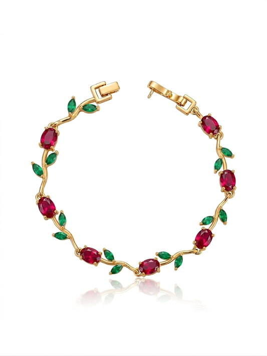 ✨Exclusive Emerald Red Gold Tulip chain Bracelet ✨