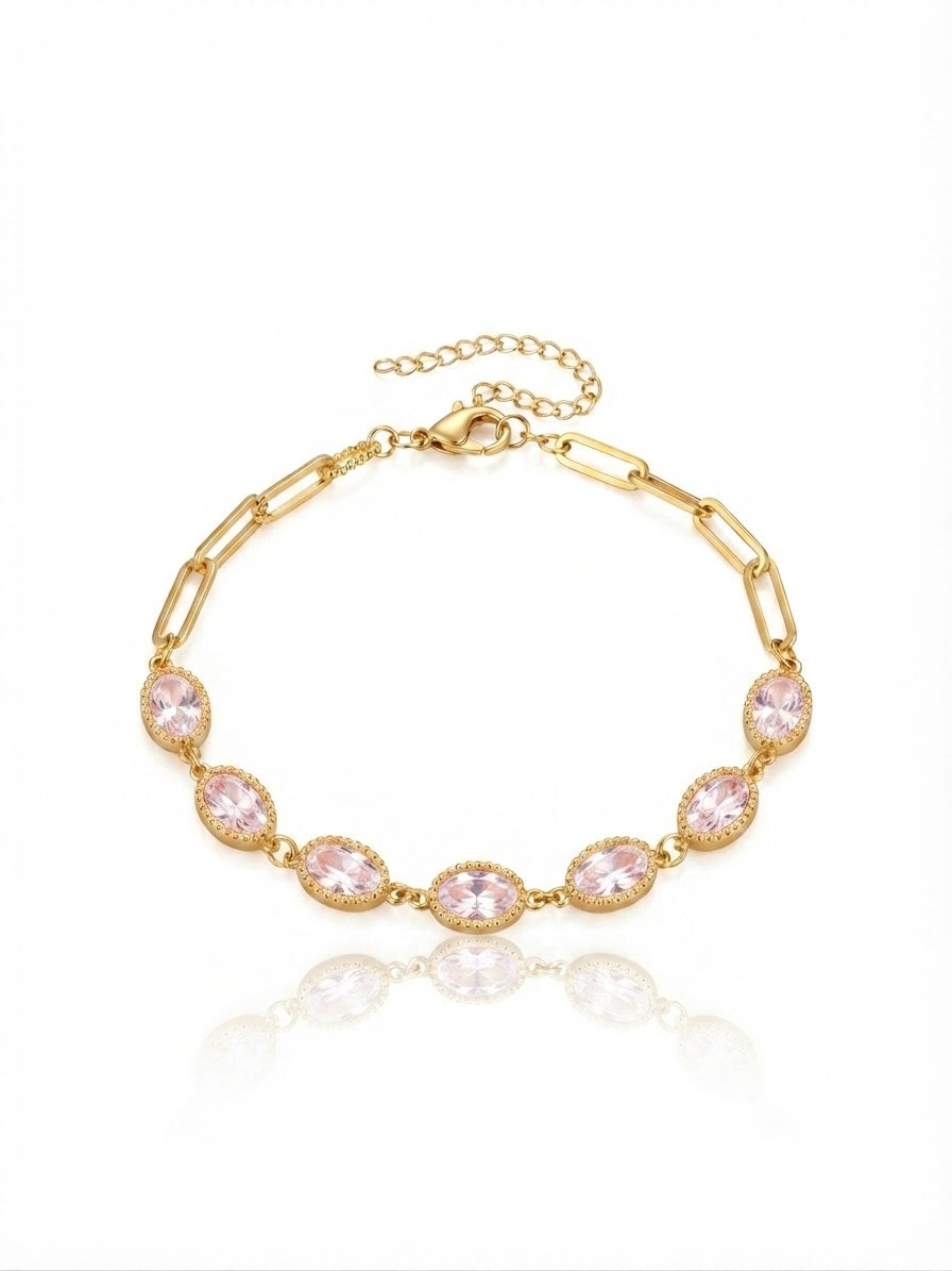 ✨Stainless steel Gold Zirconia studded 18k chain Bracelet ✨