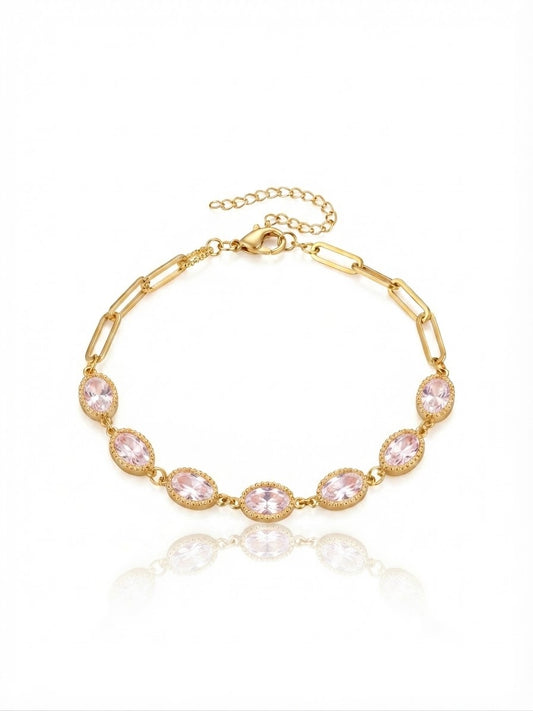 ✨Stainless steel Gold Zirconia studded 18k chain Bracelet ✨