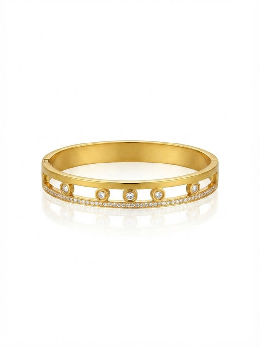 ✨Stainless steel Gold Zirconia studded 18k beaded Cuff Bracelet ✨