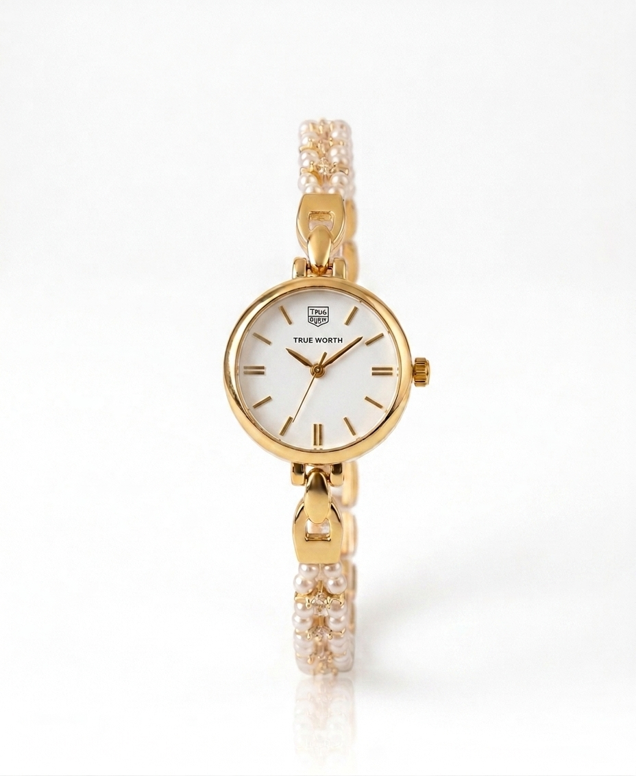 ✨Exquisite White Dial True Worth Chain Pearl Watch ✨