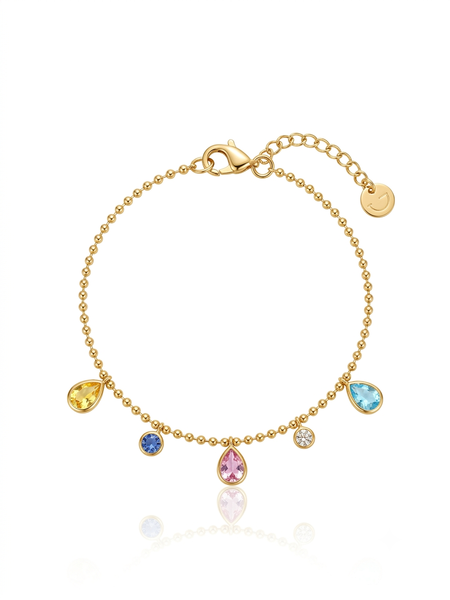 ✨Stainless steel Gold multi rhinestone chain Bracelet✨