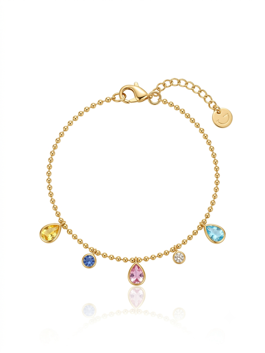 ✨Stainless steel Gold multi rhinestone chain Bracelet✨