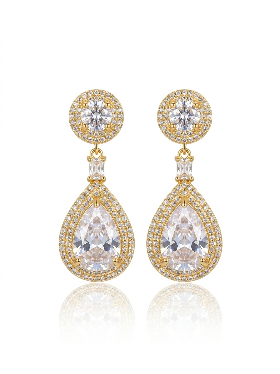 ✨ Exclusive Sterling S925 Zirconium Gold Drop Earrings ✨