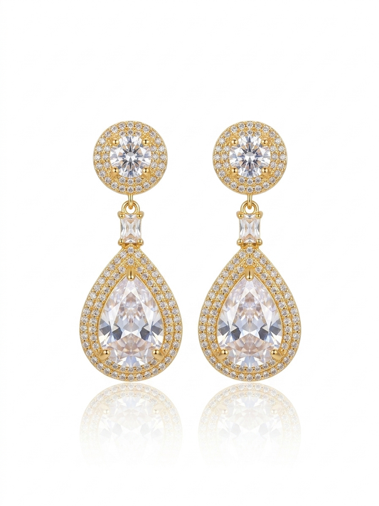 ✨ Exclusive Sterling S925 Zirconium Gold Drop Earrings ✨