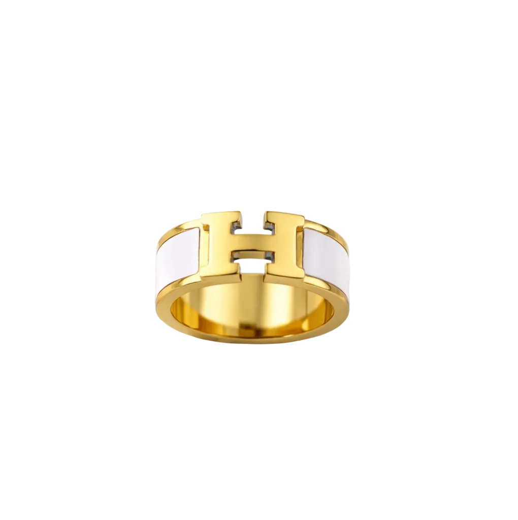 ✨H lux White Enamel Gold Ring✨