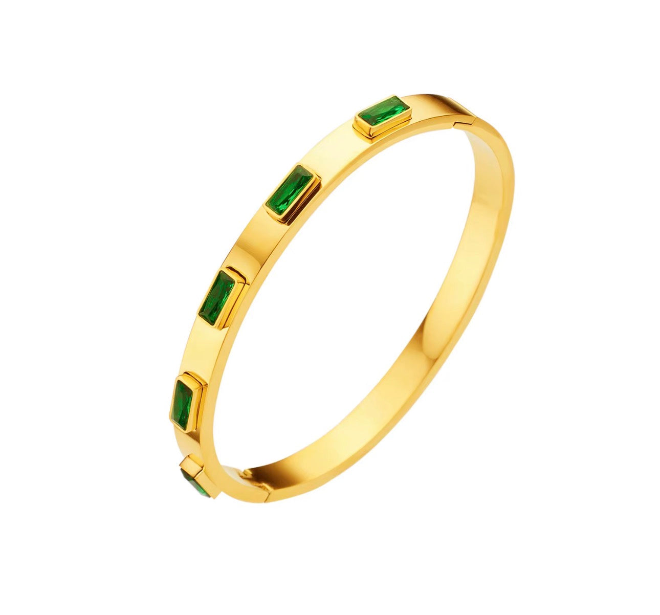 ✨Exclusive Stainless steel Gold Emerald Cascade cuff Bracelet ✨