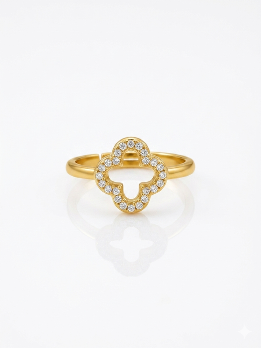 ✨Exclusive Gold Clovie Zircona Adjustable ring ✨