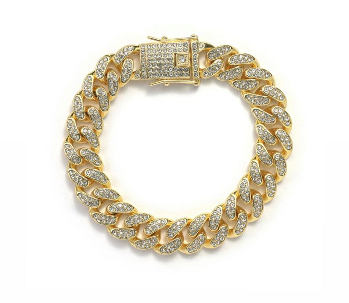 Diamanté gold Iced out chain bracelet