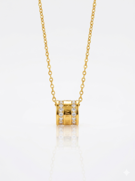 ✨Stainless steel Zirconia Spherical Crystal Studded Roman Gold Pendant ✨
