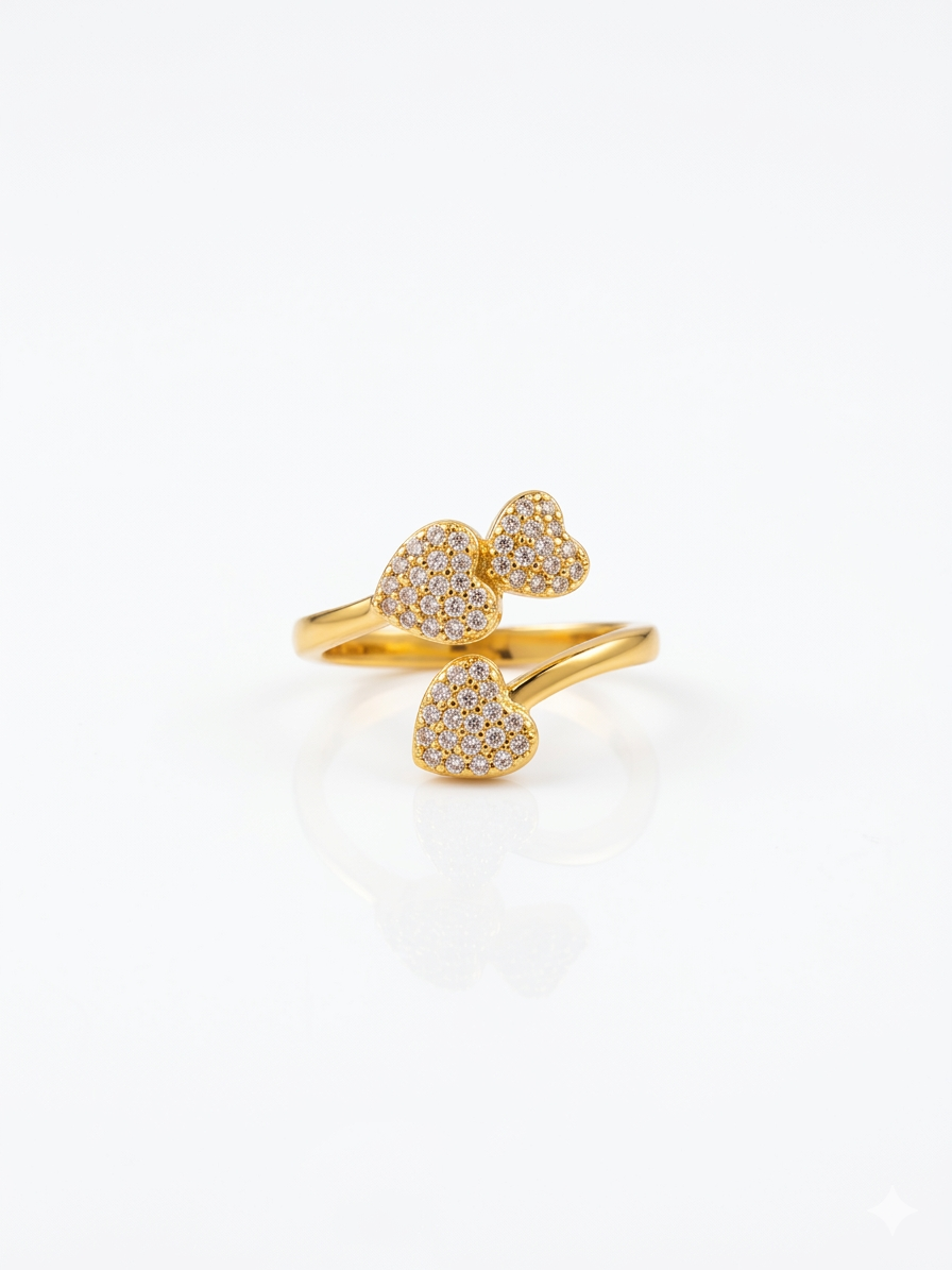 ✨Exclusive Zirconia Gold Heart Adjustable Ring ✨