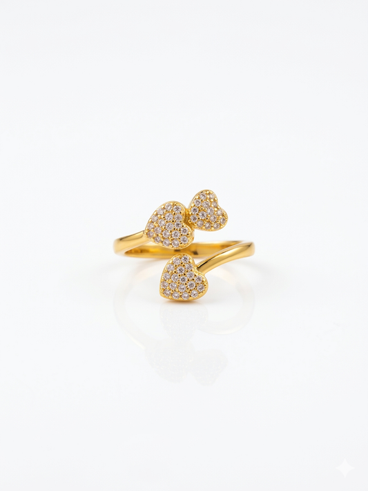✨Exclusive Zirconia Gold Heart Adjustable Ring ✨