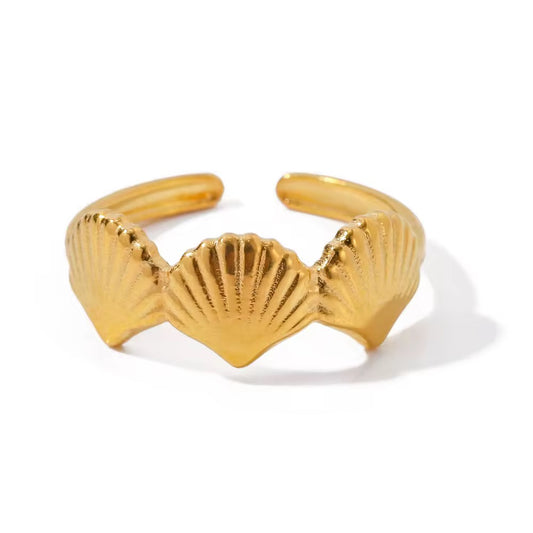 ✨Stainless steel Gold Shell Adjustable Ring ✨