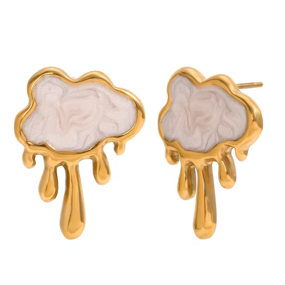 ✨Stainless steel White enamel melting Earrings ✨