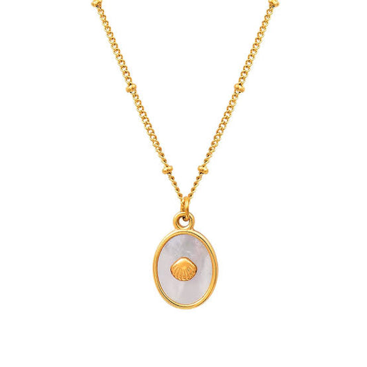 ✨Exquisite Gold White Enamel Shell Beaded Pendant ✨