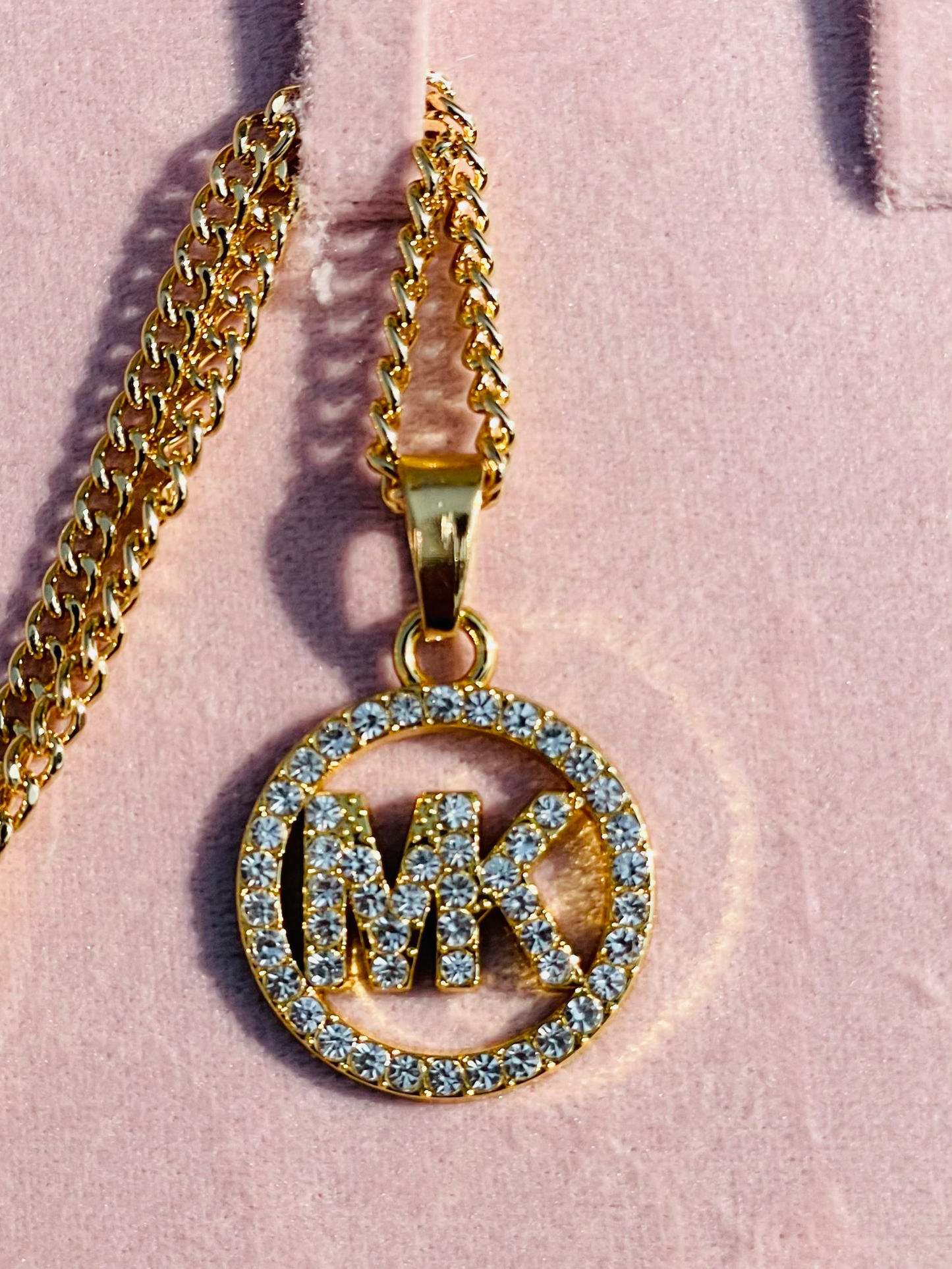 Crystal MK Pendant With Chain ✨