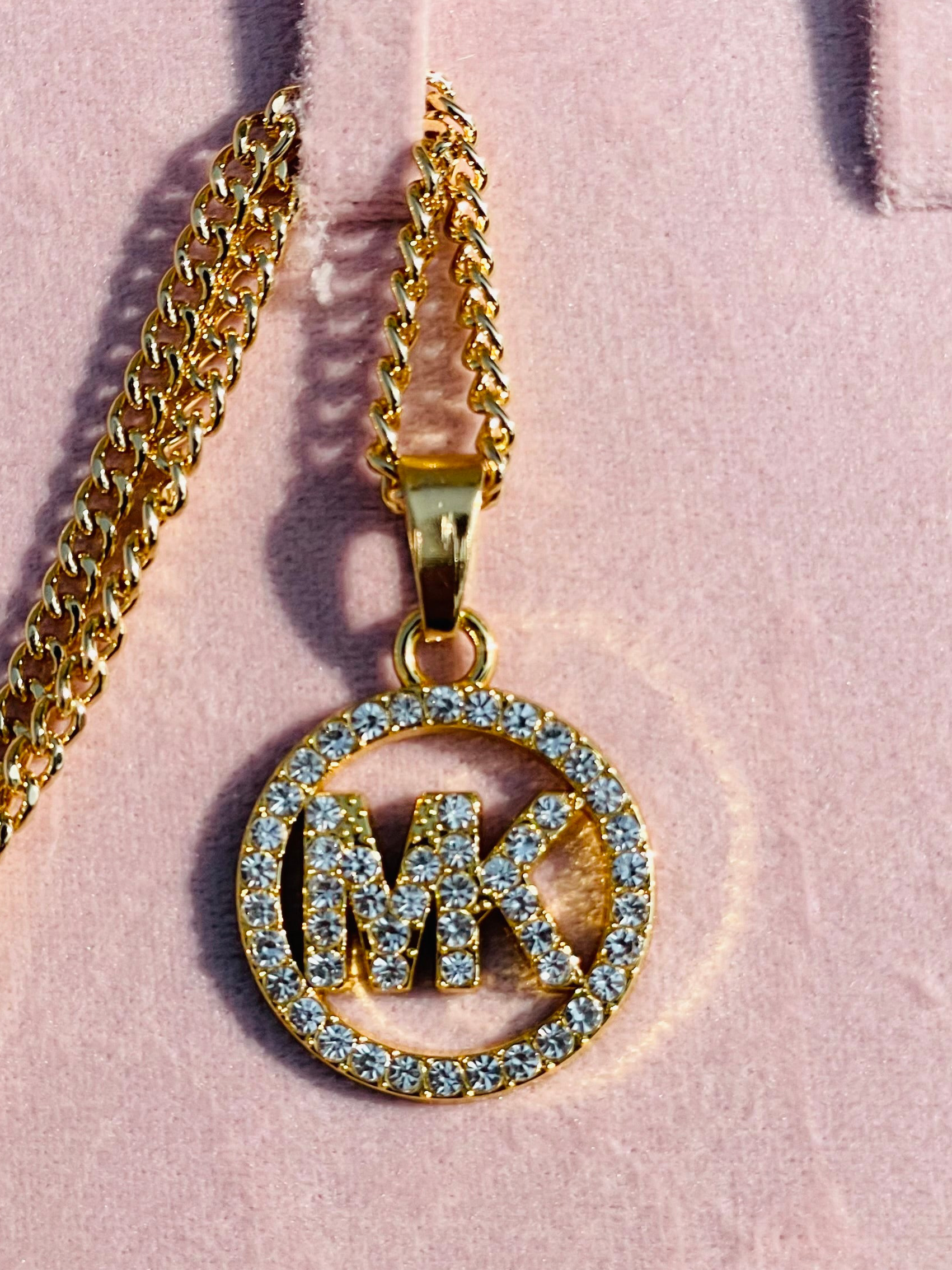 Crystal MK Pendant With Chain ✨